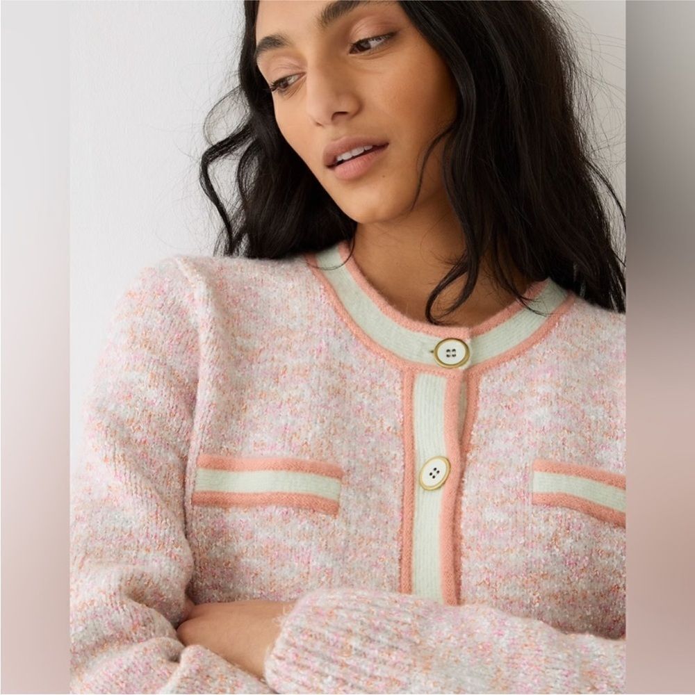 NWT J CREW Marled sweater lady cardigan in blush pink - Picture 3 of 8